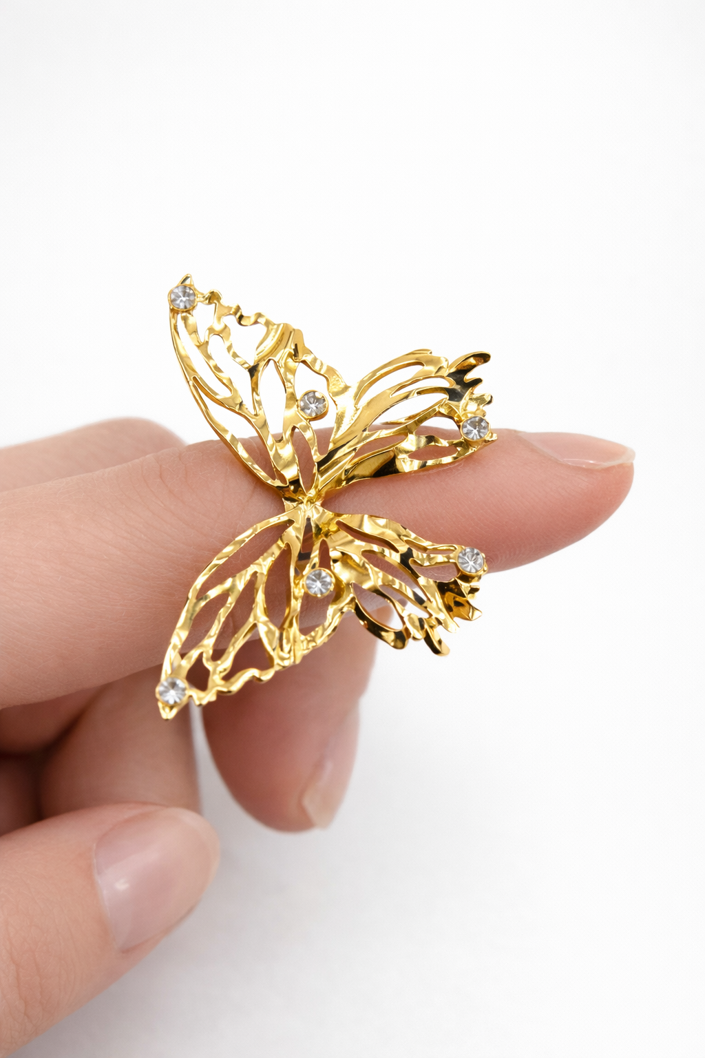 Bague en acier inoxydable en forme de papillon,taille réglable.