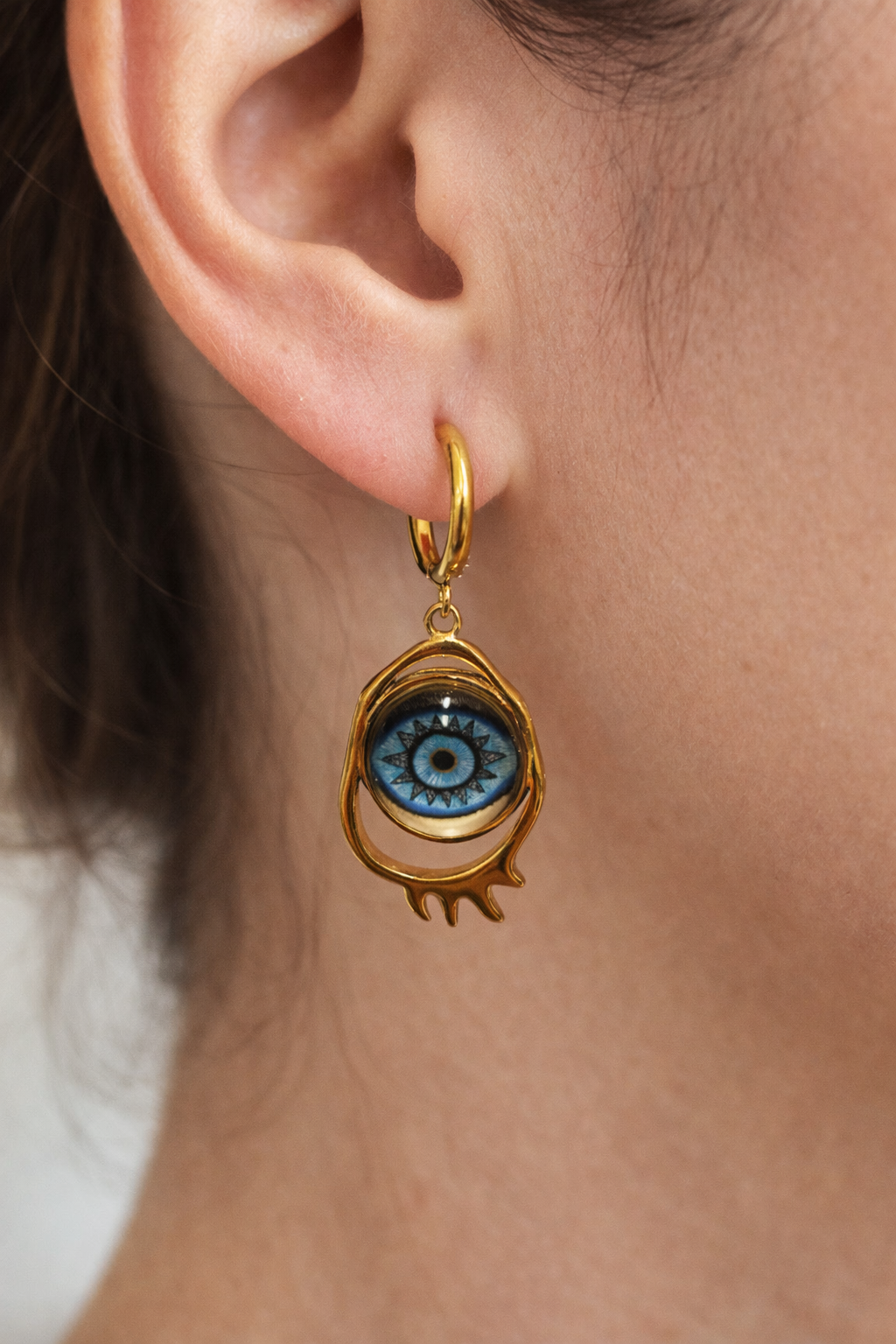 Boucle d’oreille Œil Bleu